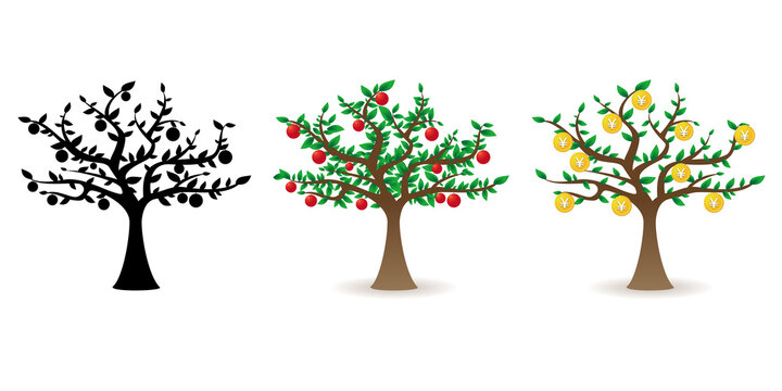 林檎の木お金のなる木 資産収穫のイメージベクターイラスト Stock ベクター Adobe Stock