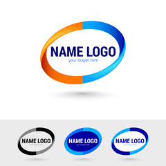 Oval Graphic Logos Templates. Simple Color Element illustration from Geometric Figure Concept. Oval Editable Logo Symbol Design on White and Gray Backdrop with Shadow Effects