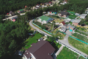 Aerial Townscape of Luvenga Town located in Kandalaksha Area in Northwestern Russia on the Kola Peninsula