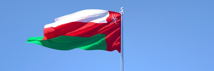3D rendering of the national flag of Oman waving in the wind
