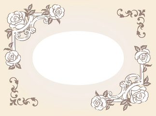 バラの花を使ったアンティークな装飾フレームと装飾エレメント。ベクター素材