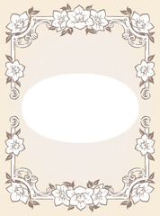 ユーチャリスの花を使ったアンティークな装飾フレーム。ベクター素材