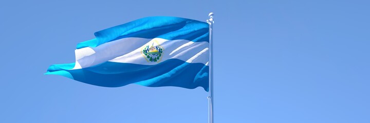 3D rendering of the national flag of Salvador waving in the wind