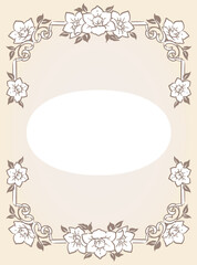 ユーチャリスの花を使ったアンティークな装飾フレーム。ベクター素材