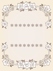 ユーチャリスの花を使ったアンティークな装飾フレームと装飾エレメント。ベクター素材