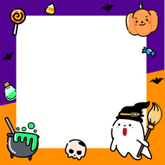 cute Halloween banner frame for website , notepad. flat design character.