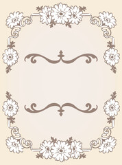 ガーベラの花を使ったアンティークな装飾フレームと装飾エレメント。ベクター素材