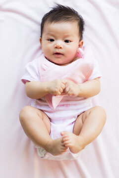 cute and adorable asian baby portrait close up