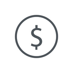Coin icon with dollar sign as a symbol of money. Vector flat design illustration