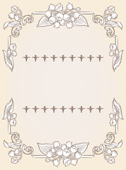 スズランの花を使ったアンティークな装飾フレームと装飾エレメント。ベクター素材