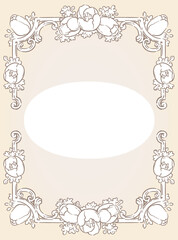 チューリップの花を使ったアンティークな装飾フレーム。ベクター素材