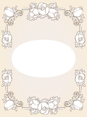 チューリップの花を使ったアンティークな装飾フレーム。ベクター素材