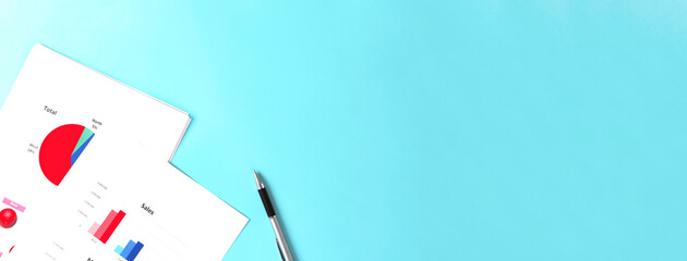 Business materials and a pen.  ビジネス資料とペン