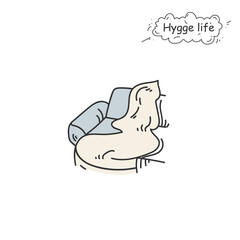 Chunky knit blanket color icon. Coziness, hominess atmosphere in simple things. Hygge life. Cozy home concept. Scandinavian style textile for home and interior decor. Isolated vector illustration