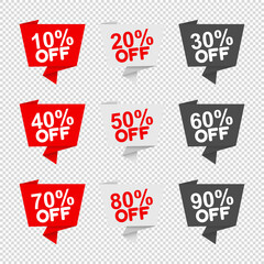 Different Percent Labels - Vector Illustrations Set - Isolated On Transparent Background