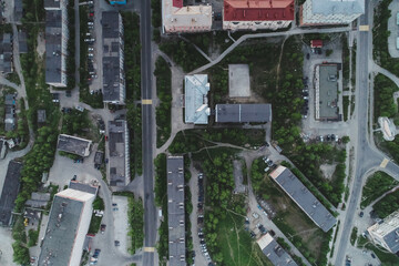 Aerial Townscape of Kirovsk Town located in Northwestern Russia on the Kola Peninsula