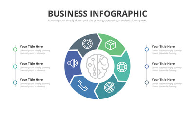 6 Step Circle arrows of infographic template for cycling diagram, graph, presentation and round chart.