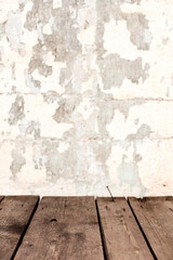 Old dark shabby boards with rusty nails. Selective focus.