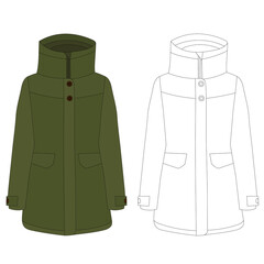 vector, isolated, green women's jacket, outline sketch © zolotons