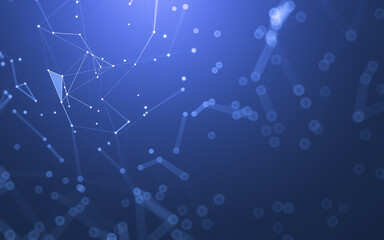 Abstract background. Molecules technology with polygonal shapes, connecting dots and lines. Connection structure. Big data visualization.