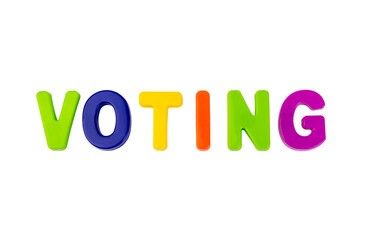 Text VOTING on a white background.