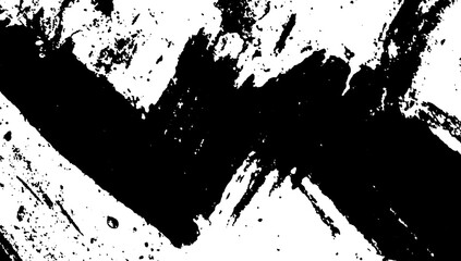 Black and white grunge texture. Black streaks of paint, ink, and dirt. Abstract monochrome background. Pattern of scratches, chips, and wear