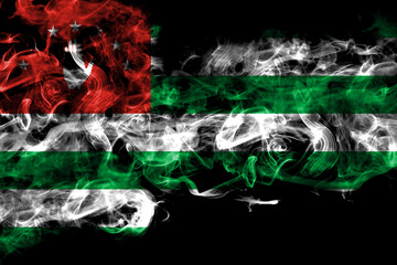 Abkhazia, Abkhzian smoke flag isolated on black background
