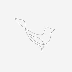 Bird silhouette line drawing. Vector illustration
