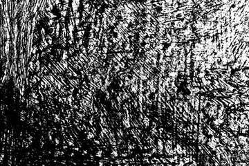 Black and white grunge texture. Black streaks of paint, ink, and dirt. Abstract monochrome background. Pattern of scratches, chips, and wear