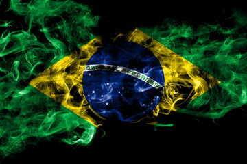 Brazil, Brazilian smoke flag isolated on black background