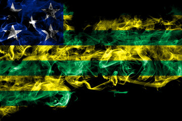 Brazil, Brazilian, Goias smoke flag isolated on black background