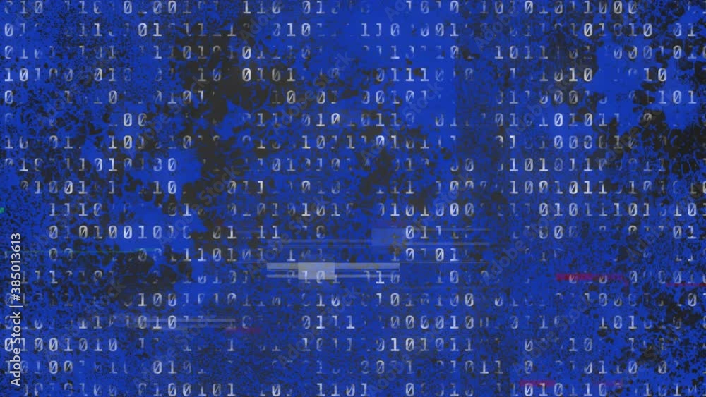 Poster binary coding data processing against textured blue background