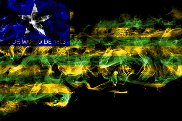 Brazil, Brazilian, Piaui smoke flag isolated on black background