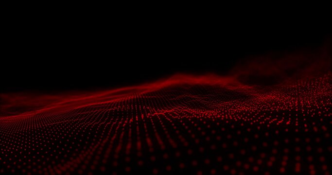Red digital wave moving against black background