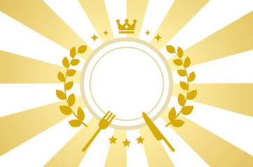 Radial gorgeous golden background and crown and laurel ranking illustration