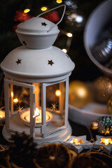 Christmas flashlight, Christmas toys, Christmas toys. Beautiful bokeh.