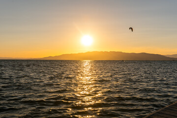 Magical sunset in the Ebro Delta, Tarragona, Spain