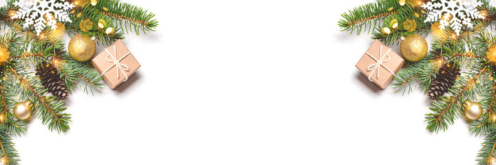 Christmas composition on white background with copy space for your text.