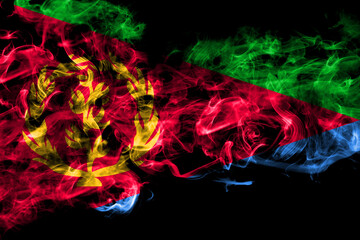 Eritrea, Eritrean smoke flag isolated on black background