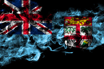 Fiji, Fijian smoke flag isolated on black background