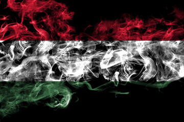 Hungary, Hungarian smoke flag isolated on black background