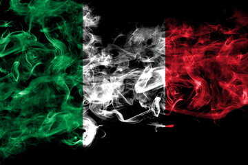 Italy, Italian smoke flag isolated on black background