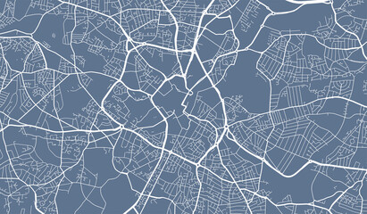 Vector map of Birmingham, United Kingdom, UK. Street map art poster illustration.