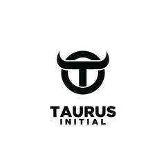 ring bull taurus initial t horn logo icon design vector illustration white background