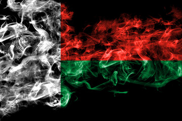 Madagascar smoke flag isolated on black background