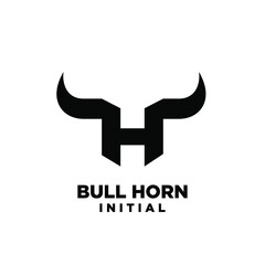 bull horn head initial letter h logo icon design vector illustration white background