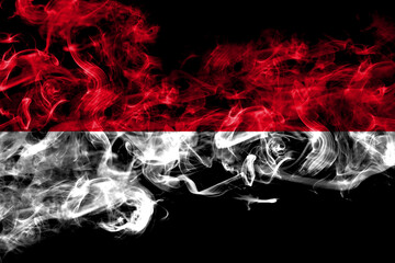 Monaco, Monacan smoke flag isolated on black background