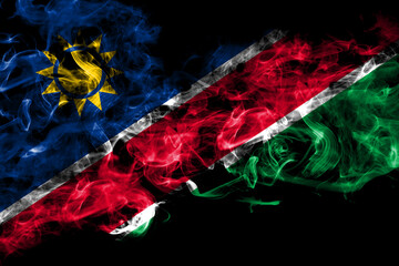 Namibia, Namibian smoke flag isolated on black background