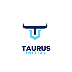 bull horn head taurus initial letter t u logo icon design vector illustration white background