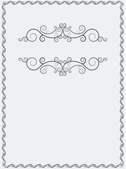 Retro Frame with swirl elements . Distress  Border decorative